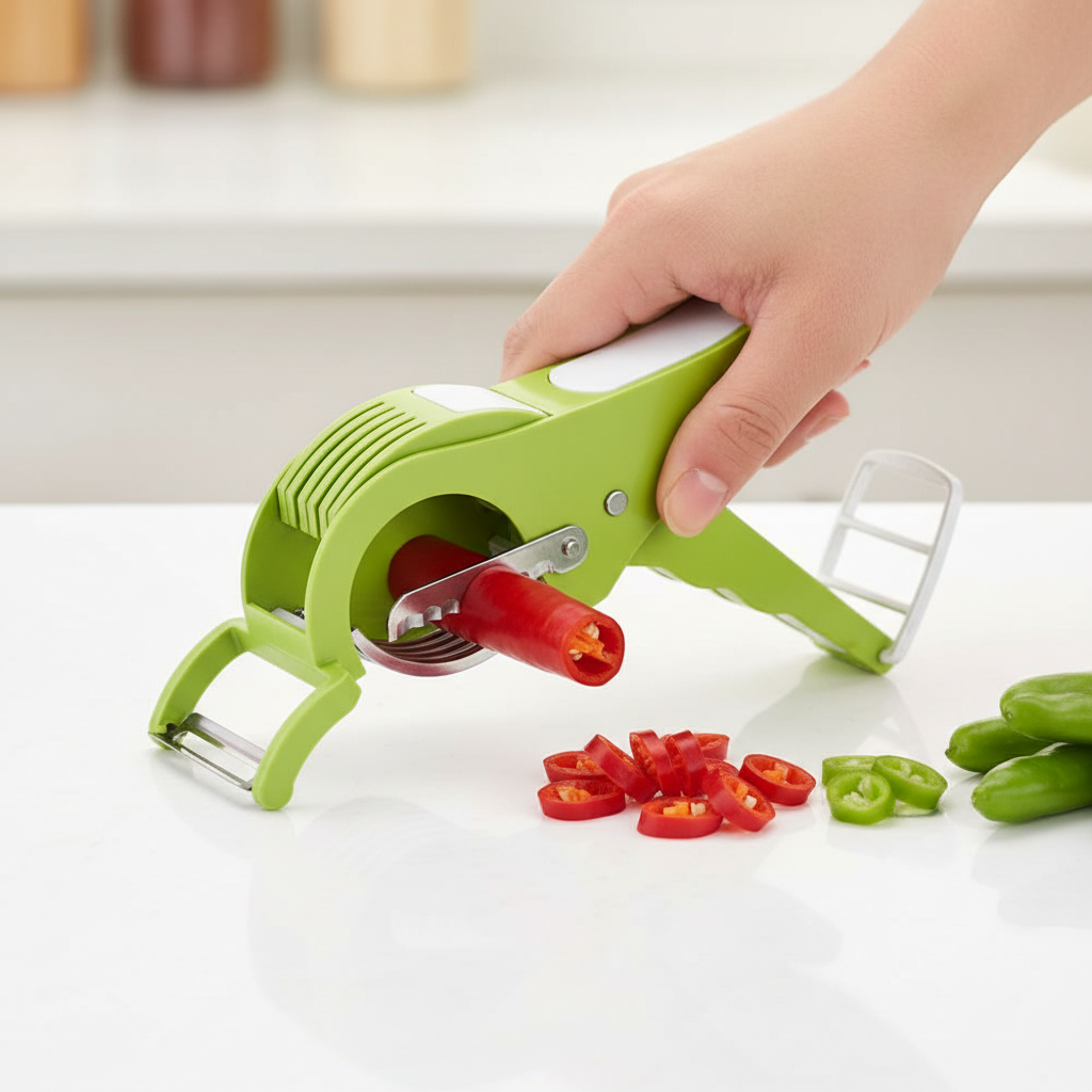 Vegetable Cutter 5 Sharp Blade with Peeler 2 in 1 - Multicolour