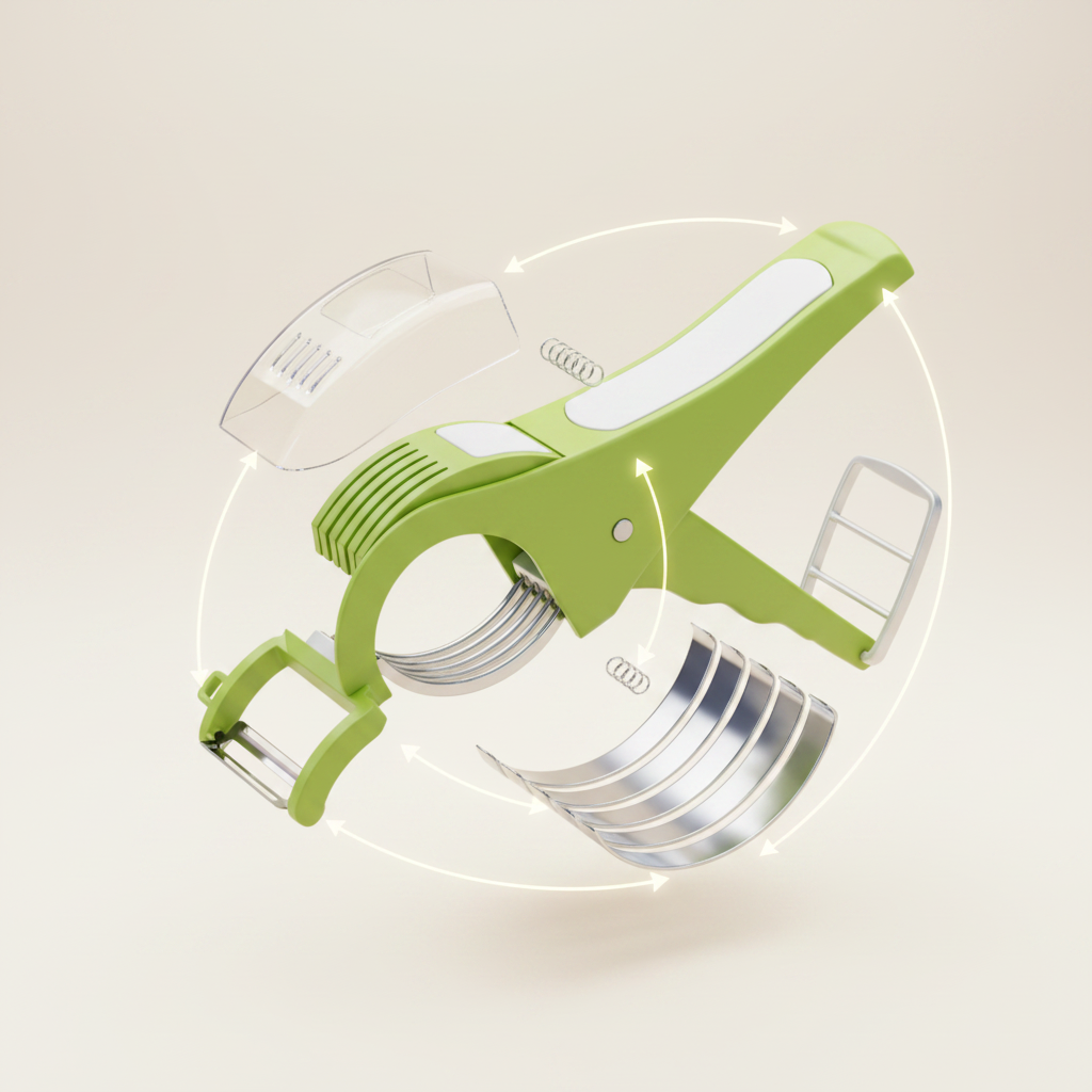 Vegetable Cutter 5 Sharp Blade with Peeler 2 in 1 - Multicolour