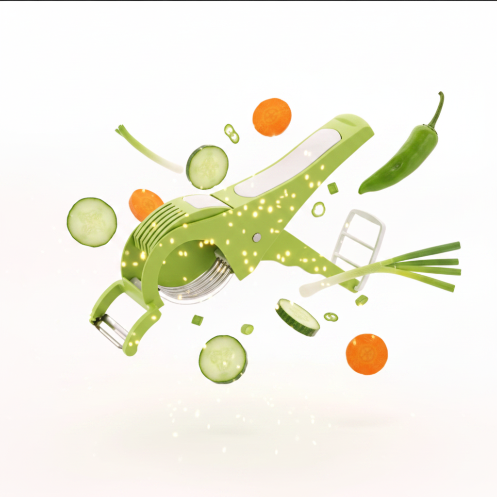 Vegetable Cutter 5 Sharp Blade with Peeler 2 in 1 - Multicolour